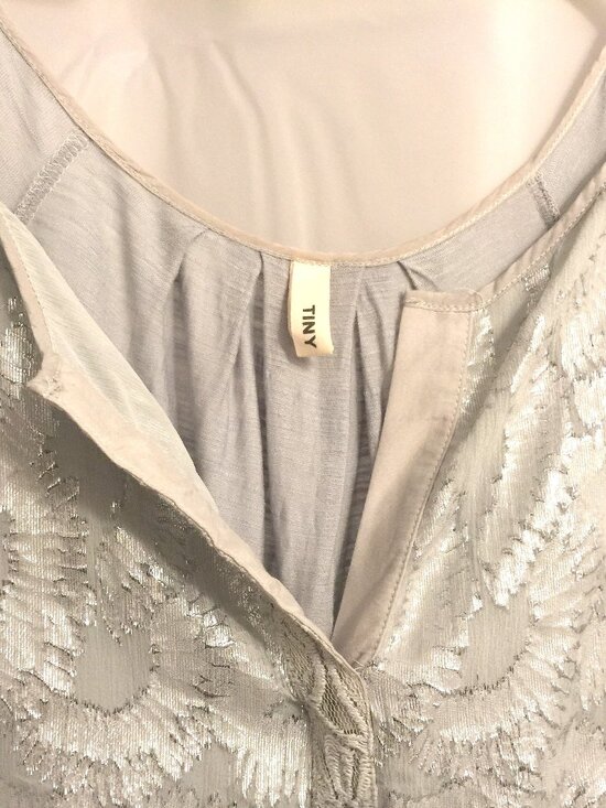 Gray & Silver Cutwork Top by TINY. Womens Large. - Picture 5 of 5